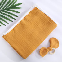 Newborn pure cotton unisex summer blanket swaddle  Yellow