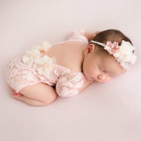 Newborn Girl Lace Photography Clothing  Pink