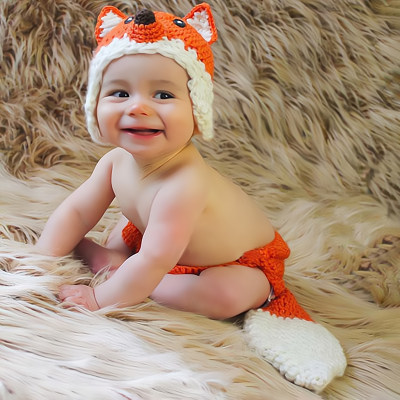Fotografía de bebé Patrón de zorro Ropa de cola de punto y sombrero