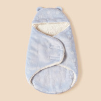 Baby Plush Hooded Baby Swaddling Blanket  Blue