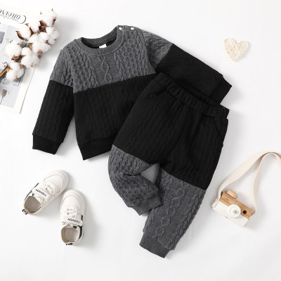 Baby Boy Casual Solid Color-block Top & Cropped Pants