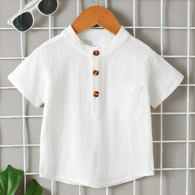 Baby Boy Pure Cotton Solid Color Short Sleeve T-shirt