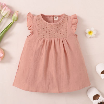 Baby Girl Sweet Lace Decor Ruffle-sleeve Dress