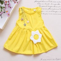 Vestido de verano para niña, falda con tirantes para bebé, vestido de verano para niña pequeña, falda elegante para niña  Amarillo
