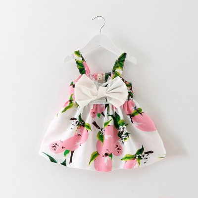 Roupas infantis vestido estilo princesa meninas vestido suspensor floral infantil