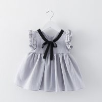 النسخة الكورية من ملابس الأطفال تنورة الأطفال فستان الفتيات الصيف للأطفال تنورة الأميرة تنورة القوس الطفل  رمادي
