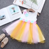 Children's clothing summer new children's skirt children's rainbow vest dress super fashionable  Yellow