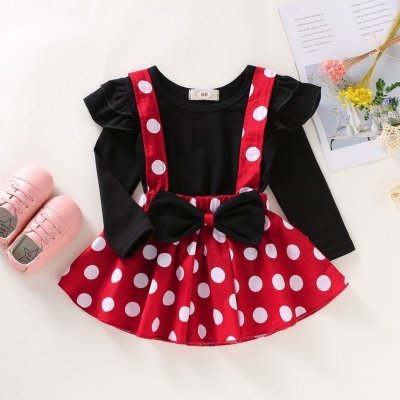 Toddler Girl Ruffle Top & Polka Dot Strap Dress