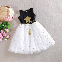 Summer new five-star girls vest sleeveless dress chiffon children's skirt princess skirt children's clothing  Black