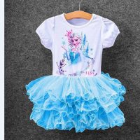 Children's summer new style girl's skirt baby girl Frozen Elsa princess skirt series splicing yarn skirt  Blue