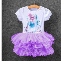 Children's summer new style girl's skirt baby girl Frozen Elsa princess skirt series splicing yarn skirt  Purple