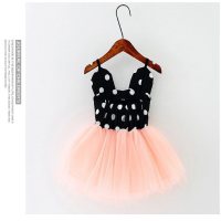 تنورة صيفية جديدة للأطفال بدون أكمام النسخة الكورية للفتيات فستان ميكي هيد للأطفال تنورة توتو بحمالات تنورة شبكية  وردي 