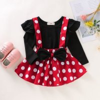 Toddler Girl Ruffle Top & Polka Dot Strap Dress  Style 2