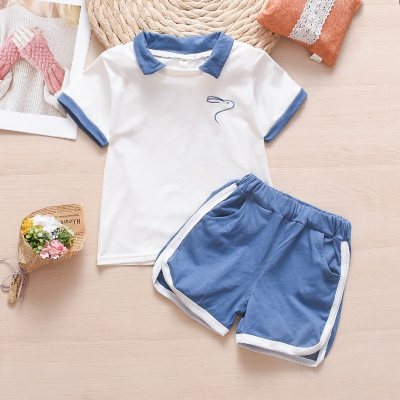 Children's clothing summer new arrivals boys and girls fashion short sleeve + shorts suits children's school uniforms