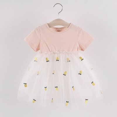 Nuevo vestido de verano de manga corta para niñas, falda de malla elegante para bebés, falda tutú de princesa para niñas