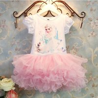 Children's summer new style girl's skirt baby girl Frozen Elsa princess skirt series splicing yarn skirt  Pink