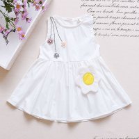 Baby girl summer dress baby suspender skirt girl toddler summer dress stylish little girl skirt  White
