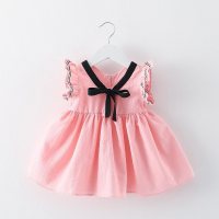 Versión coreana de ropa para niños, falda para niñas, vestido de verano, falda de princesa para niños, falda con lazo para bebé  Rosado