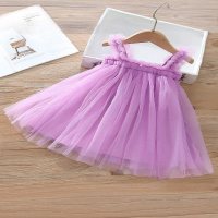 Vestido para niñas, nuevo vestido de princesa Súper Hada de verano, falda de malla con estrellas para niños  Púrpura