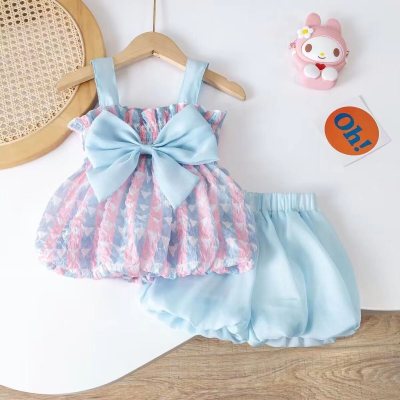 Children's clothing women's summer suits 1-5 years old new style girls fashionable Internet celebrity baby girl Korean version sling trendy clothes two pieces