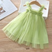 Girls dress new summer super fairy princess dress star mesh children's skirt  Green