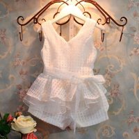 Girls vest suit summer children's Korean style fashion girl casual small children's shorts two-piece suit  White