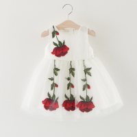 Robe d'été à fleurs pour filles, nouvelle collection printemps et été  blanc