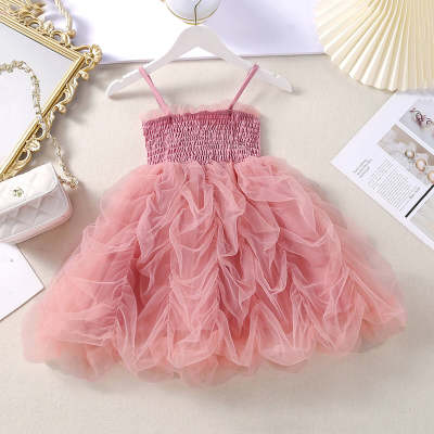 Toddler Sweet Solid Color Lace Mesh Hem Sling Princess skirt