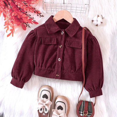 Toddler Girl Solid Color Button-up Jacket