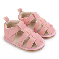 New summer flower-decorated sandals for babies aged 0-1  Pink