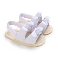 Sandali a punta aperta con decoro Bowknot tinta unita per neonata  bianca