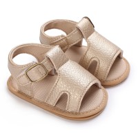 Baby Solid Color Velcro Baby Shoes  Gold-color