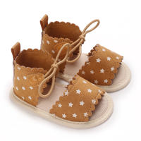 Summer 0-1 year old baby girl sandals 3-6-12 months baby soft sole breathable toddler shoes  Apricot