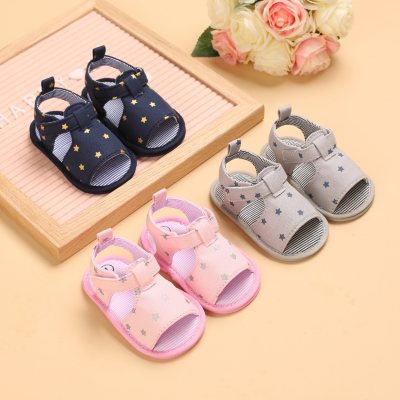 Baby Allover Star Printed Open Toed Velcro Sandals