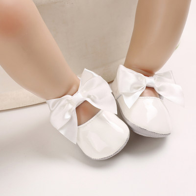 Zapatos de bebé con lazo de color sólido para niños pequeños