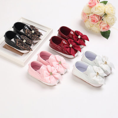 Zapatos de decoración con lazo de color sólido para bebé