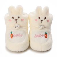 Baby Girl Cartoon Bunny Decoration High-top Cotton-padded Shoes  White