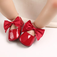 Baby Solid Color Bowknot Shoes  Red