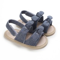 Baby Girl Solid Color Bowknot Decor Open-toed Sandals  Deep Blue