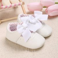 Baby Girl's Sweet Golden Bownot Decoration Prewalker Shoes  White