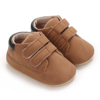 Baby Boy Girl High Top Canvas Sneakers Rubber Sole Soft Non-slip Toddler Learning Shoes New Baby Shoes  Brown