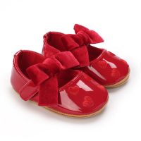 طفلة بلون Bowknot ديكور أحذية فيلكرو  أحمر