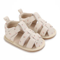 Nouvelles sandales d'été décorées de fleurs pour bébés de 0 à 1 an  Beige