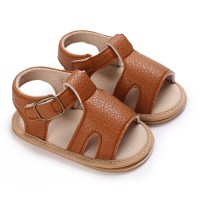 Zapatos de bebé con velcro de color liso para bebé  marrón