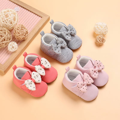 Zapatos de lona con decoración de lazo de color sólido para bebé