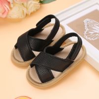 Zapatos de bebé con velcro de color liso para bebé  Negro