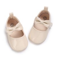 Baby Solid Color Bowknot Shoes  Apricot