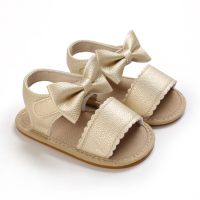 Baby Solid Color Bowknot Shoes  Gold-color