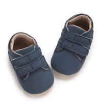 Bebê menino menina alta superior tênis de lona sola de borracha macia antiderrapante sapatos de aprendizagem da criança novos sapatos de bebê  Azul marinho