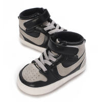 Zapatos deportivos de caña alta para bebé de 0 a 1 año, versátiles y a la moda.  Negro